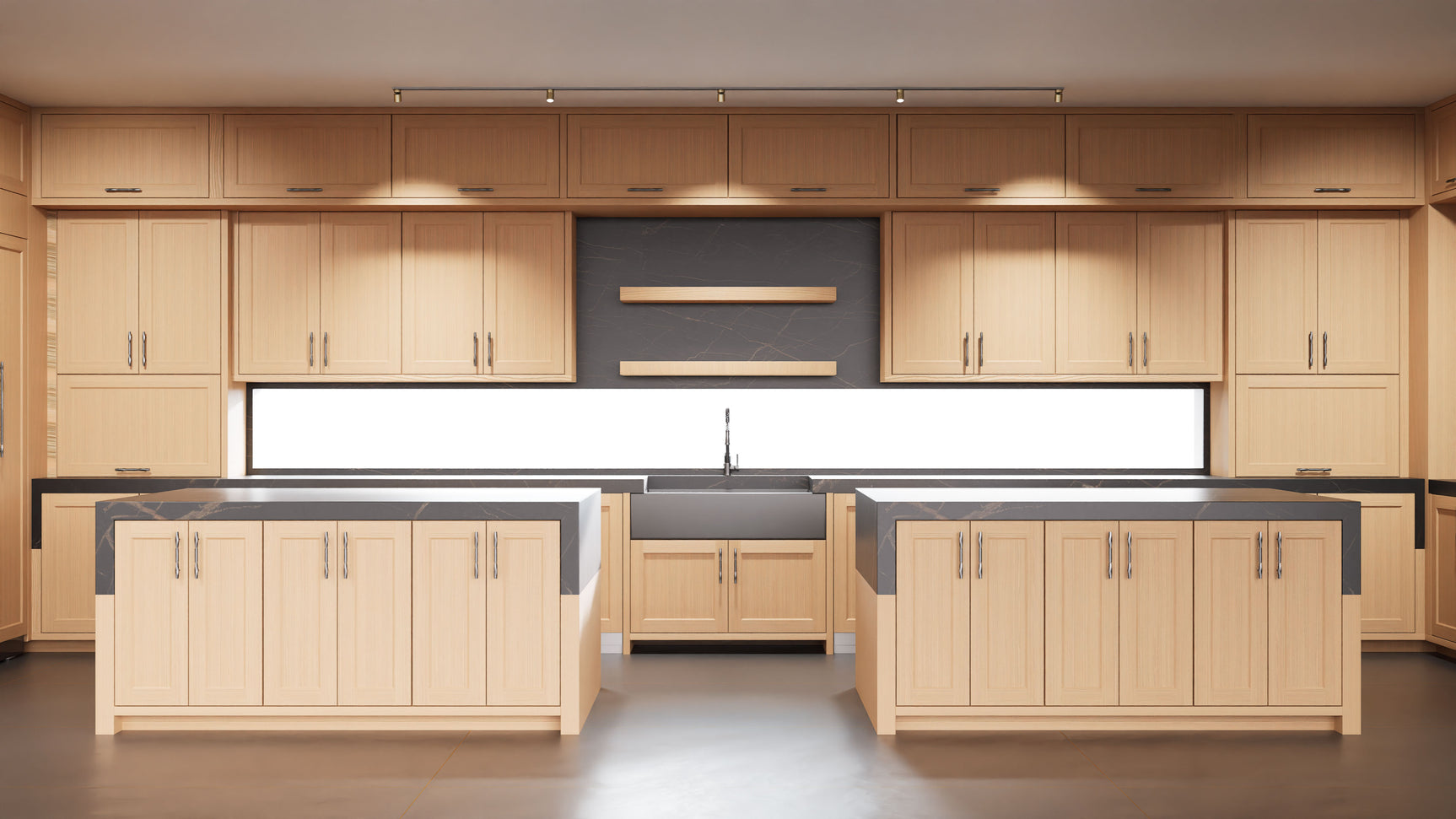 Armario de cocina de 3 x 3 metros Greenfield Rift Cut de roble blanco (sin marco, cepillado con alambre y teñido) | Ensamblado en EE. UU.