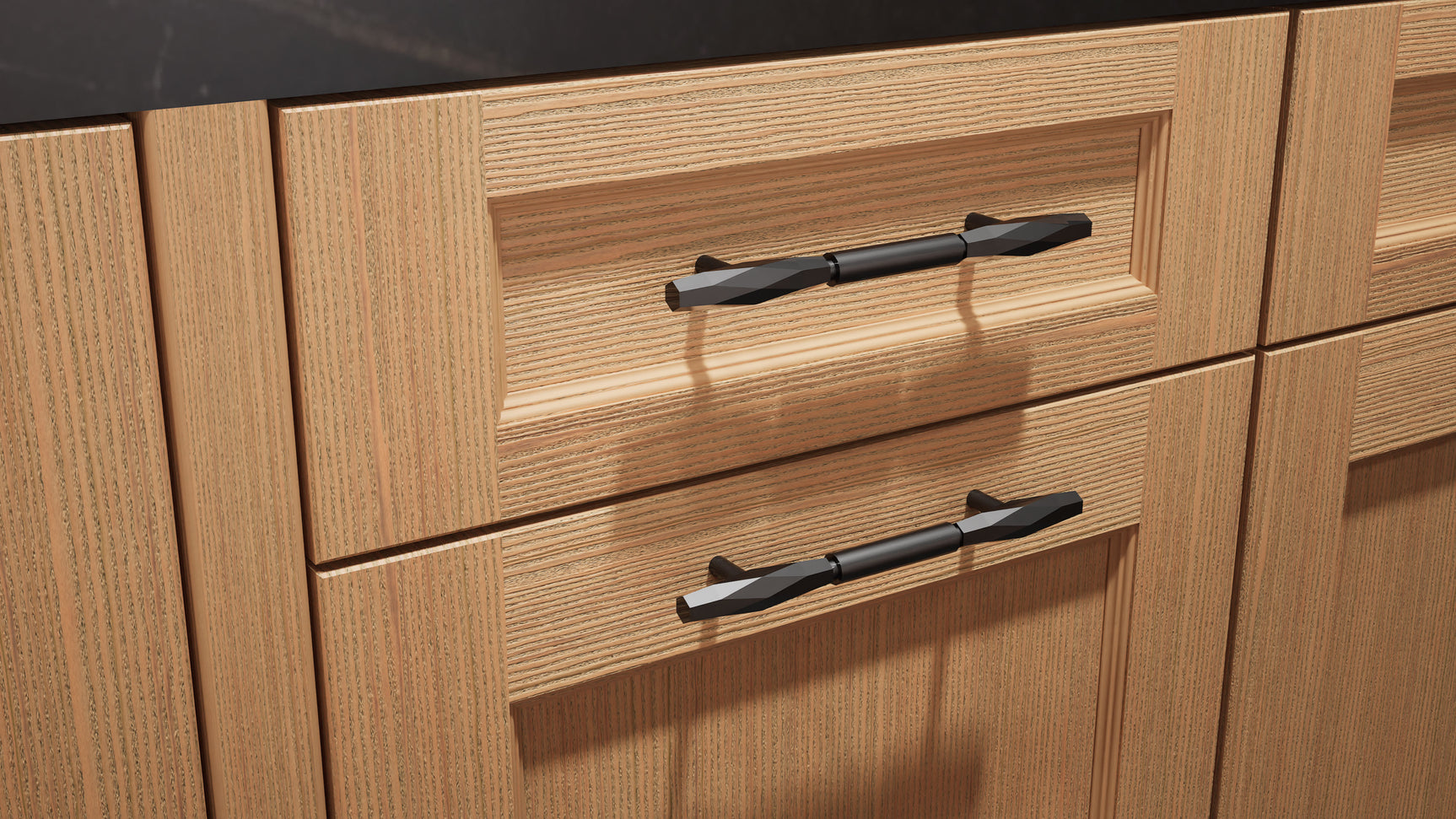 Armario de cocina de 3 x 3 metros Greenfield Rift Cut de roble blanco (sin marco, cepillado con alambre y teñido) | Ensamblado en EE. UU.