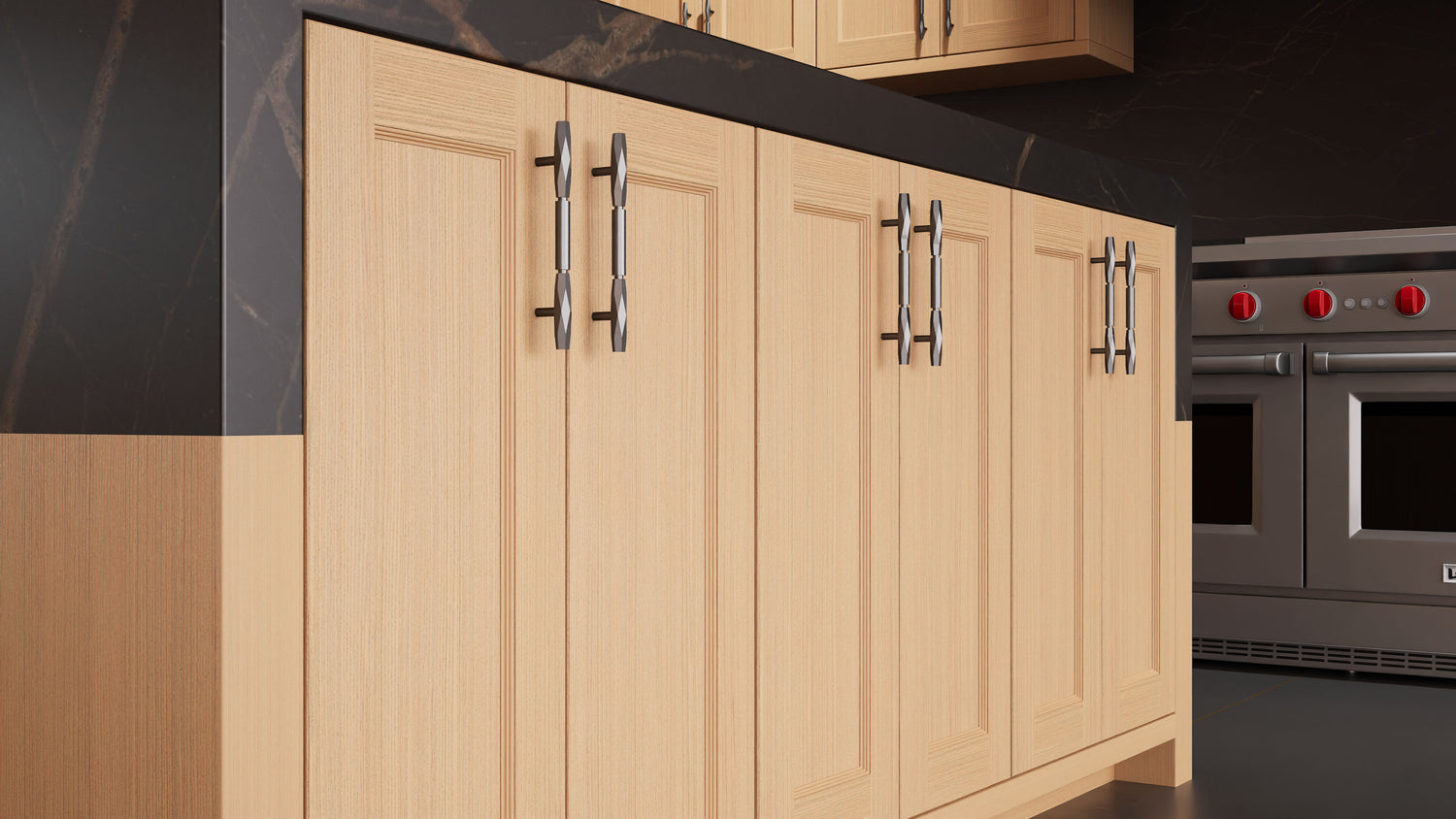 Armario de cocina de 3 x 3 metros Greenfield Rift Cut de roble blanco (sin marco, cepillado con alambre y teñido) | Ensamblado en EE. UU.