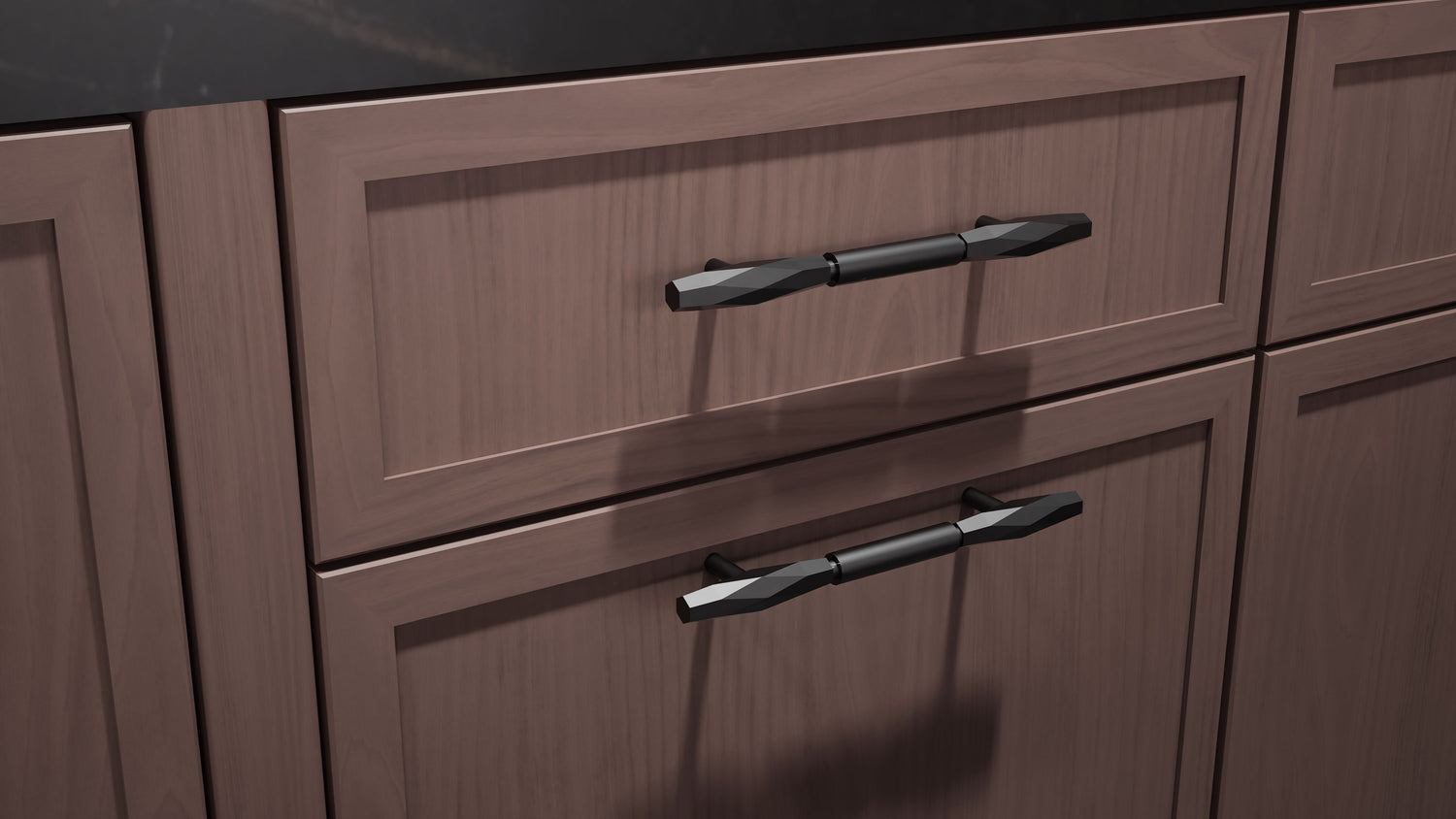 Armario de cocina de 3 x 3 metros, cerezo de Montauk (cereza, corte liso, sin marco, satinado y teñido) | Ensamblado en EE. UU.