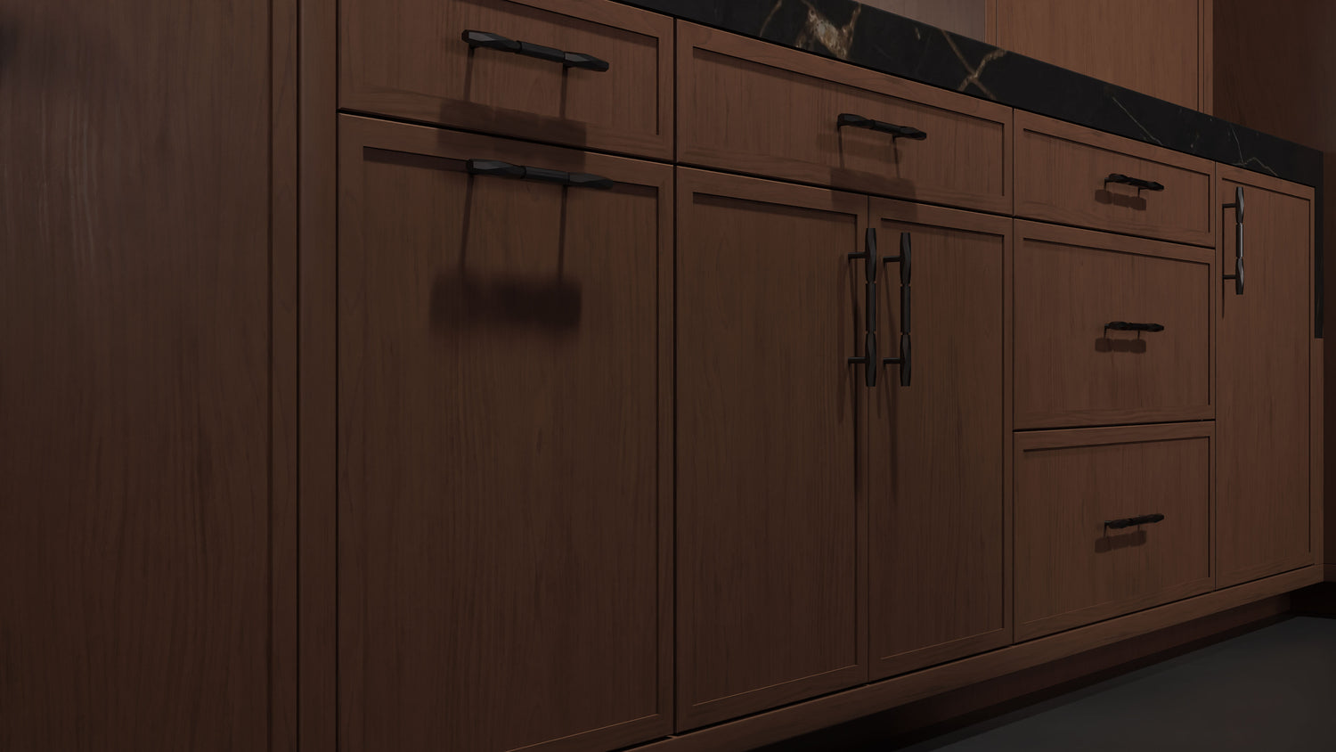 Armario de cocina Montauk Winter Wheat (cereza, corte liso, sin marco, satinado y teñido), 3 x 3 metros, ensamblado en EE. UU.