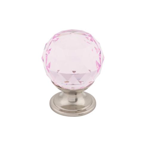Pink Crystal Knob ( Brass | Brushed Satin Nickel - Crystal Collection ) | Manufactured Globally