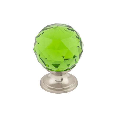 Green Crystal Knob ( Brass | Brushed Satin Nickel - Crystal Collection ) | Manufactured Globally