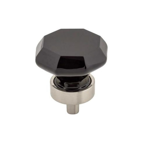 Black Octagon Crystal Knob ( Brass | Brushed Satin Nickel - Crystal Collection ) | Manufactured Globally