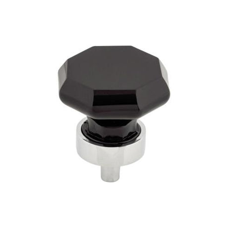 Black Octagon Crystal Knob ( Brass | Polished Chrome - Crystal Collection ) | Manufactured Globally