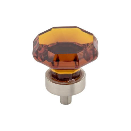 Wine Octagon Crystal Knob ( Brass | Brushed Satin Nickel - Crystal Collection ) | Manufactured Globally