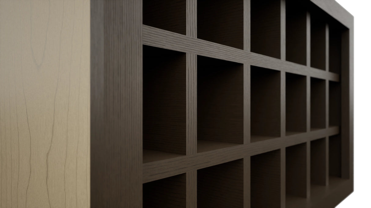 Fabuwood Canyon Oak WR3018 Wall Wine Rack, Detail View