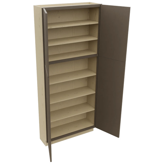 Fabuwood Echo Mocha TP361284 Tall Pantry Cabinet, Open View