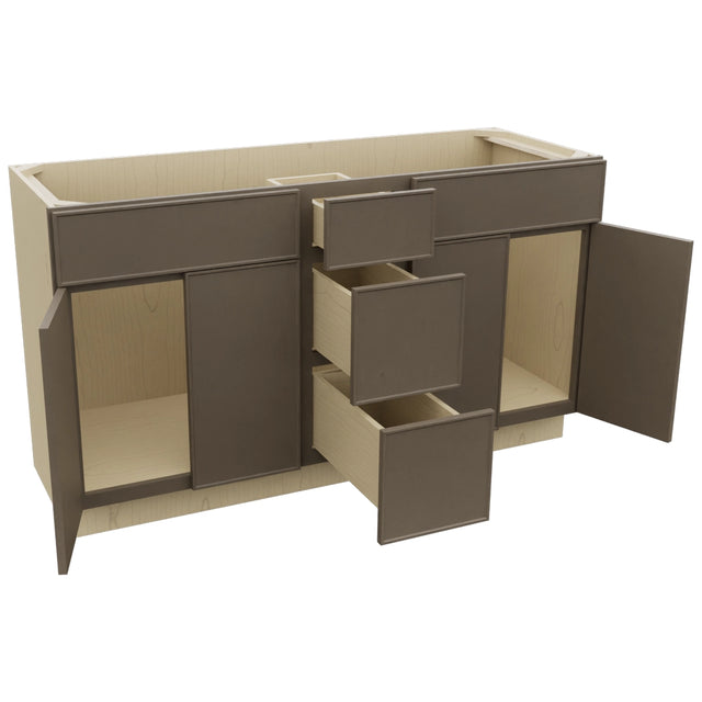 Fabuwood Echo Mocha VSD60DOUBLE Vanity Combo Cabinet, Open View