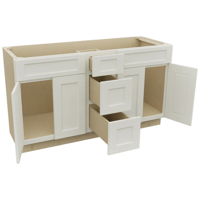 Fabuwood Fusion Dove VSD60DOUBLE Vanity Combo Cabinet, Open View