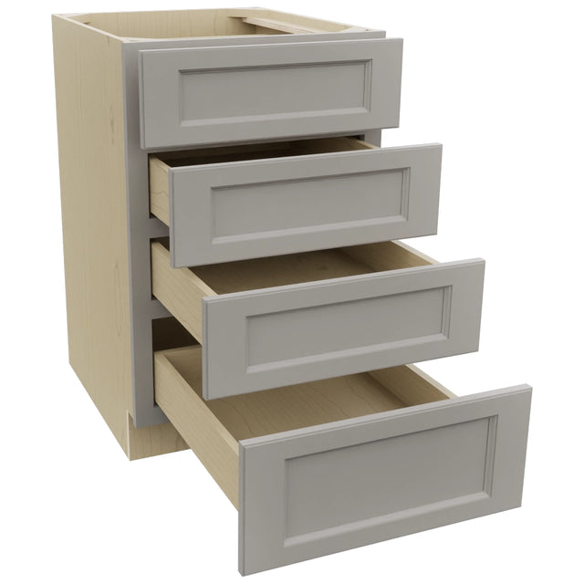 Fabuwood Fusion Nickel DB21-4 Base 4 Drawers Cabinet, Open View