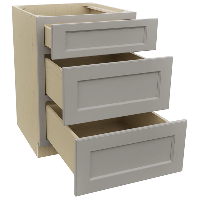Fabuwood Fusion Nickel DB24 Base 3 Drawers Cabinet, Open View