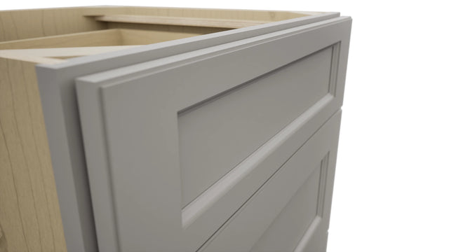 Fabuwood Fusion Nickel DB24 Base 3 Drawers Cabinet, Detail View