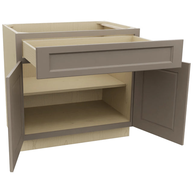 Fabuwood Fusion Oyster B36SDF Base Standard Cabinet, Open View