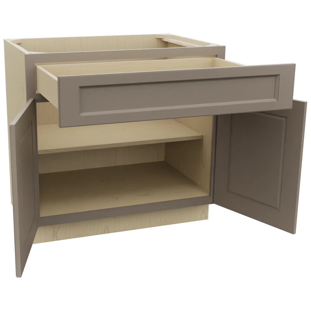 Fabuwood Fusion Oyster B36SDF Base Standard Cabinet, Open View