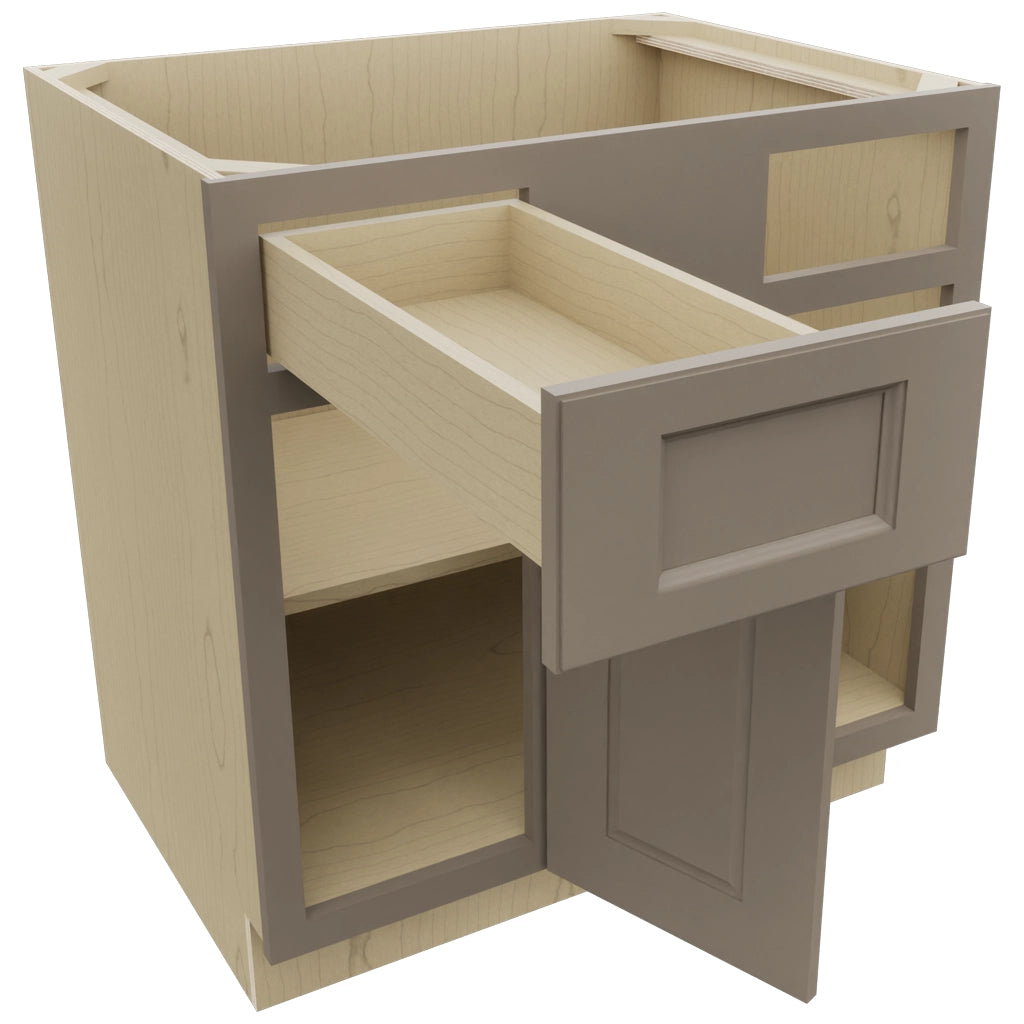 Fabuwood Fusion Oyster BLB39/42 Base Corner Blind Cabinet, Open View