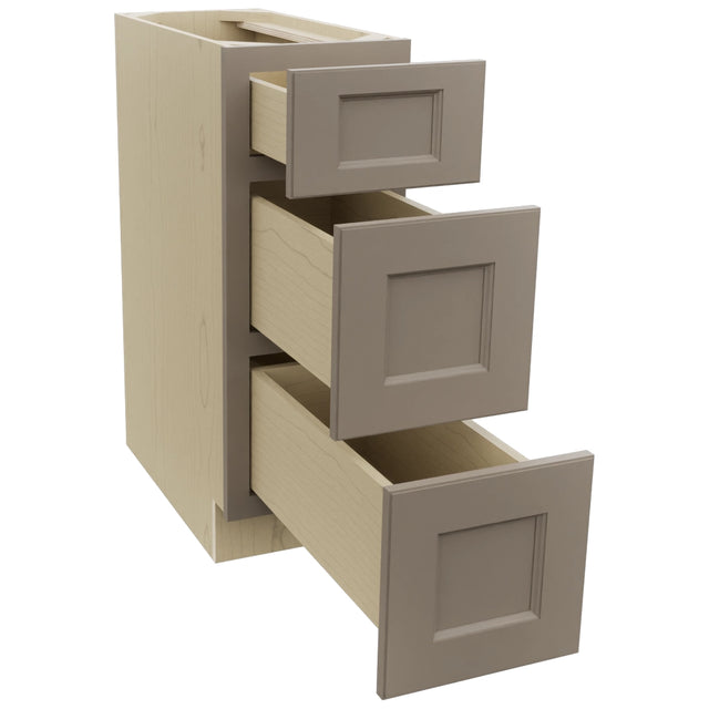 Fabuwood Fusion Oyster DB12 Base 3 Drawers Cabinet, Open View