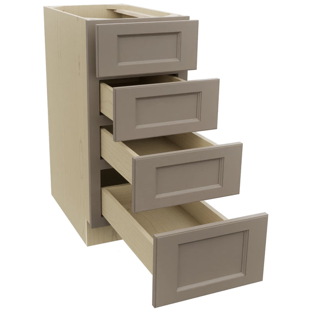Fabuwood Fusion Oyster DB15-4 Base 4 Drawers Cabinet, Open View