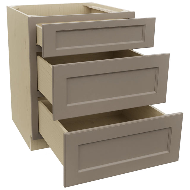 Fabuwood Fusion Oyster DB27 Base 3 Drawers Cabinet, Open View