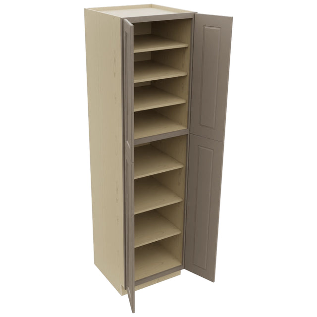 Fabuwood Fusion Oyster TP242490 Tall Pantry Cabinet, Open View