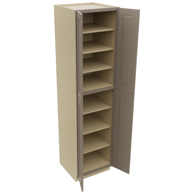 Fabuwood Fusion Oyster TP242496 Tall Pantry Cabinet, Open View