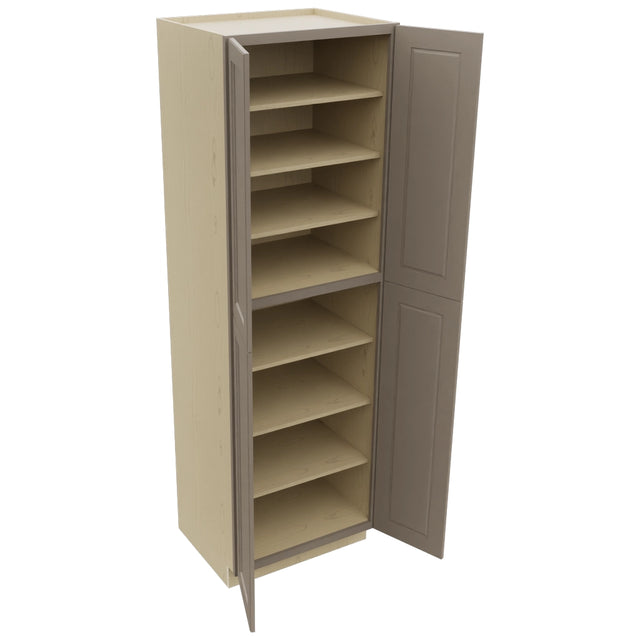 Fabuwood Fusion Oyster TP302496 Tall Pantry Cabinet, Open View