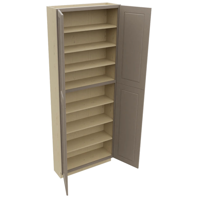 Fabuwood Fusion Oyster TP361296 Tall Pantry Cabinet, Open View