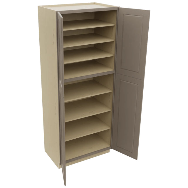Fabuwood Fusion Oyster TP362490 Tall Pantry Cabinet, Open View