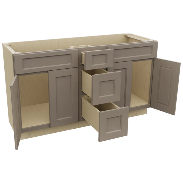 Fabuwood Fusion Oyster VSD60DOUBLE Vanity Combo Cabinet, Open View