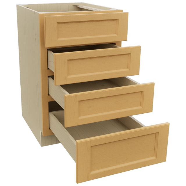 Fabuwood Fusion Timber DB21-4 Base 4 Drawers Cabinet, Open View