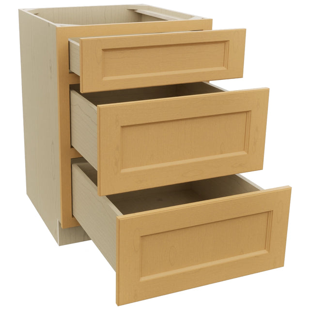 Fabuwood Fusion Timber DB24 Base 3 Drawers Cabinet, Open View