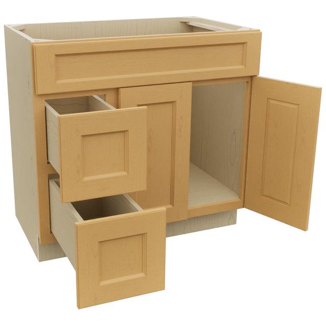 Fabuwood Fusion Timber VSD42 Vanity Combo Cabinet, Open View