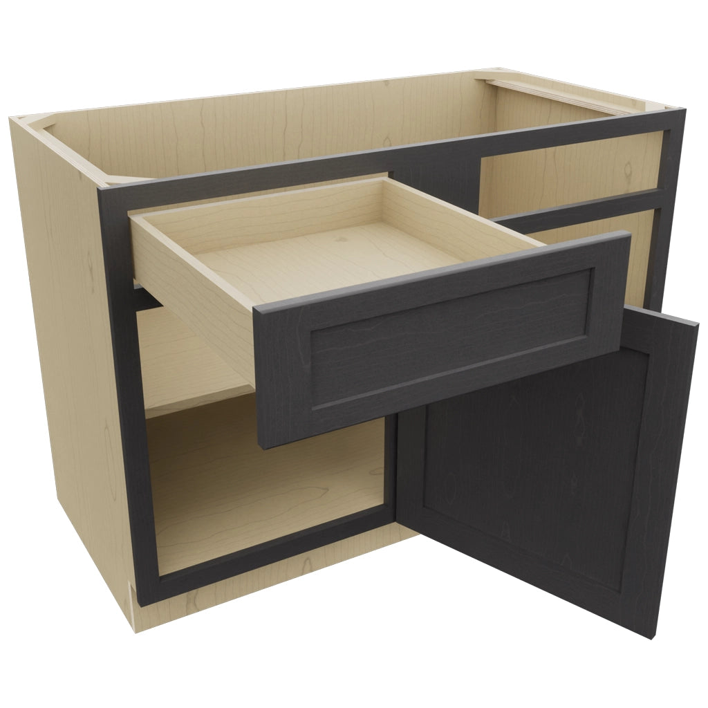 Fabuwood Galaxy Cobblestone BLB48/51 Base Corner Blind Cabinet, Open View