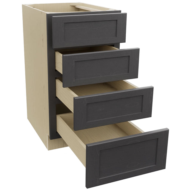 Fabuwood Galaxy Cobblestone DB18-4 Base 4 Drawers Cabinet, Open View