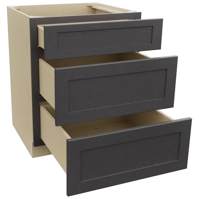 Fabuwood Galaxy Cobblestone DB27 Base 3 Drawers Cabinet, Open View