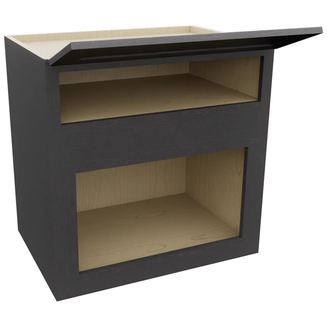 Fabuwood Galaxy Cobblestone MC303021 Wall Microwave Cabinet, Open View