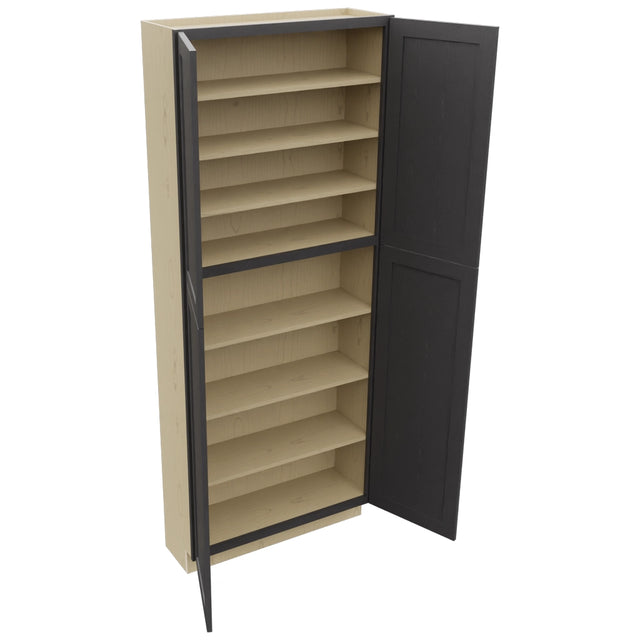 Fabuwood Galaxy Cobblestone TP361290 Tall Pantry Cabinet, Open View