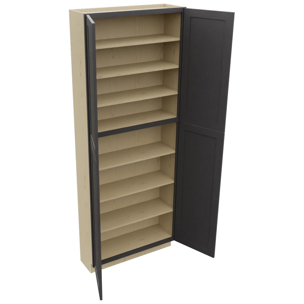 Fabuwood Galaxy Cobblestone TP361293 Tall Pantry Cabinet, Open View