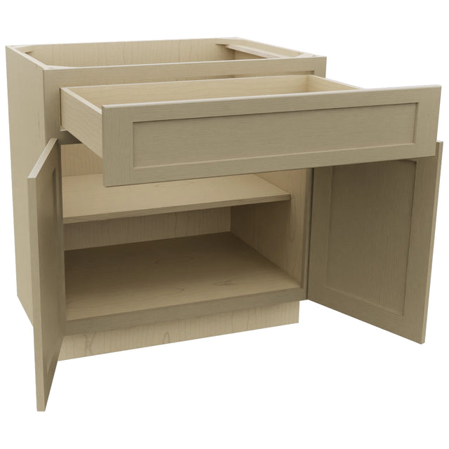 Fabuwood Galaxy Desert Oak B33SDF Base Standard Cabinet, Open View