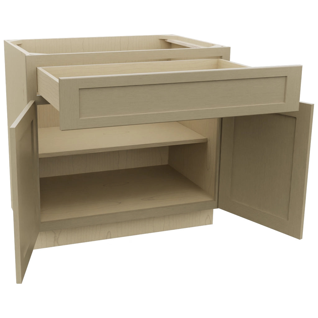 Fabuwood Galaxy Desert Oak B36SDF Base Standard Cabinet, Open View