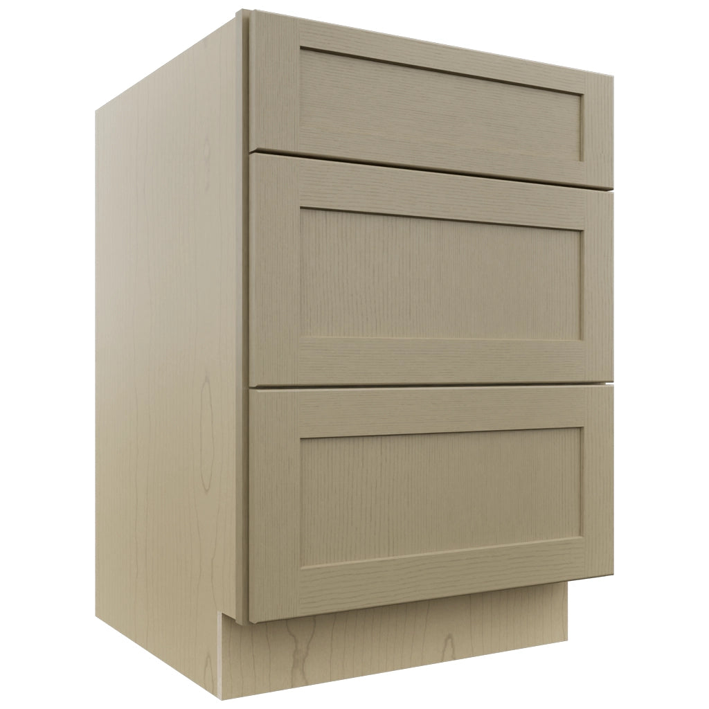 Fabuwood Galaxy Desert Oak DB24 Base 3 Drawers Cabinet, Front View