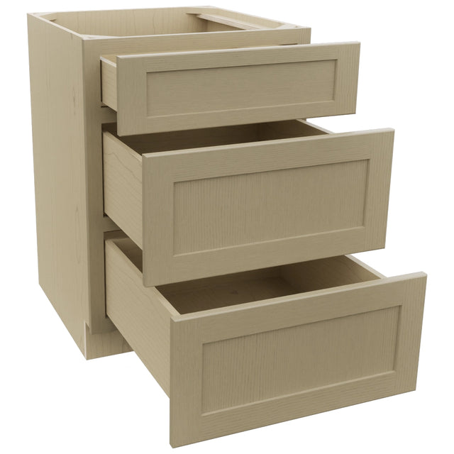 Fabuwood Galaxy Desert Oak DB24 Base 3 Drawers Cabinet, Open View