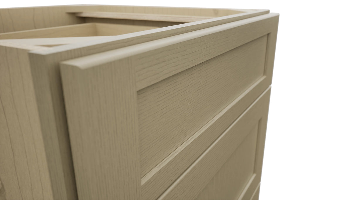 Fabuwood Galaxy Desert Oak DB24 Base 3 Drawers Cabinet, Detail View