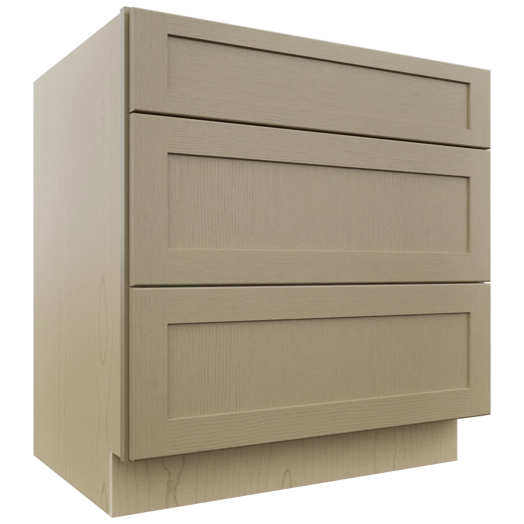 Fabuwood Galaxy Desert Oak DB33 Base 3 Drawers Cabinet, Front View
