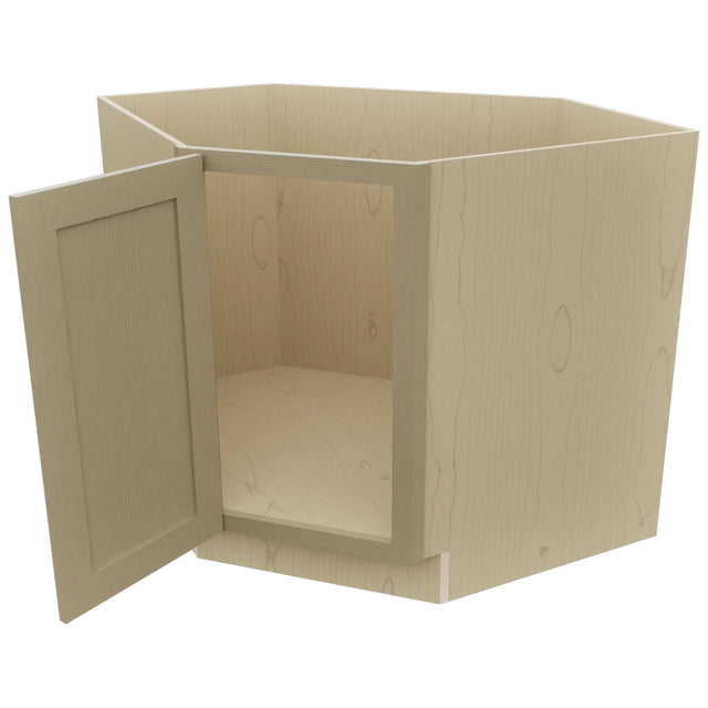 Fabuwood Galaxy Desert Oak DSB36FD Base Corner Diagonal Sink Cabinet, Open View