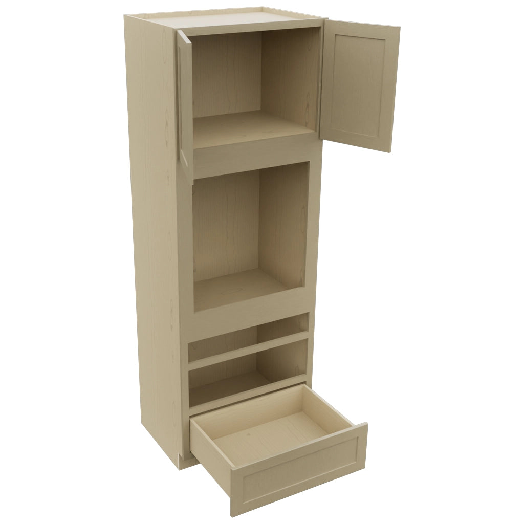 Fabuwood Galaxy Desert Oak OC3396D Tall Oven Cabinet Double, Open View