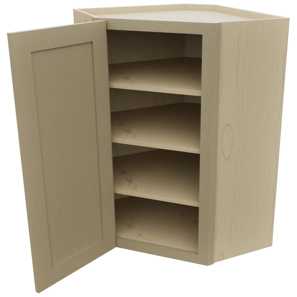 Fabuwood Galaxy Desert Oak WDC2436 Wall Corner Diagonal Cabinet, Open View