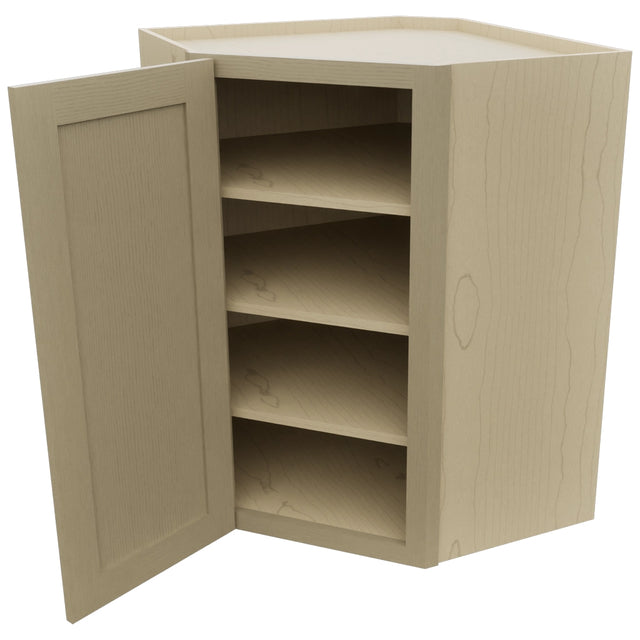 Fabuwood Galaxy Desert Oak WDC2736 Wall Corner Diagonal Cabinet, Open View
