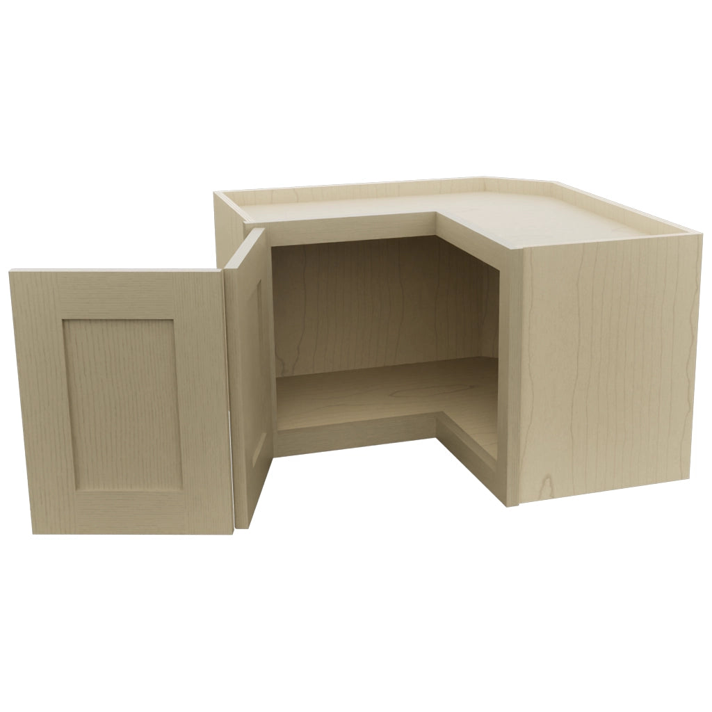 Fabuwood Galaxy Desert Oak WPC2415 Wall Corner Pie Cabinet, Open View