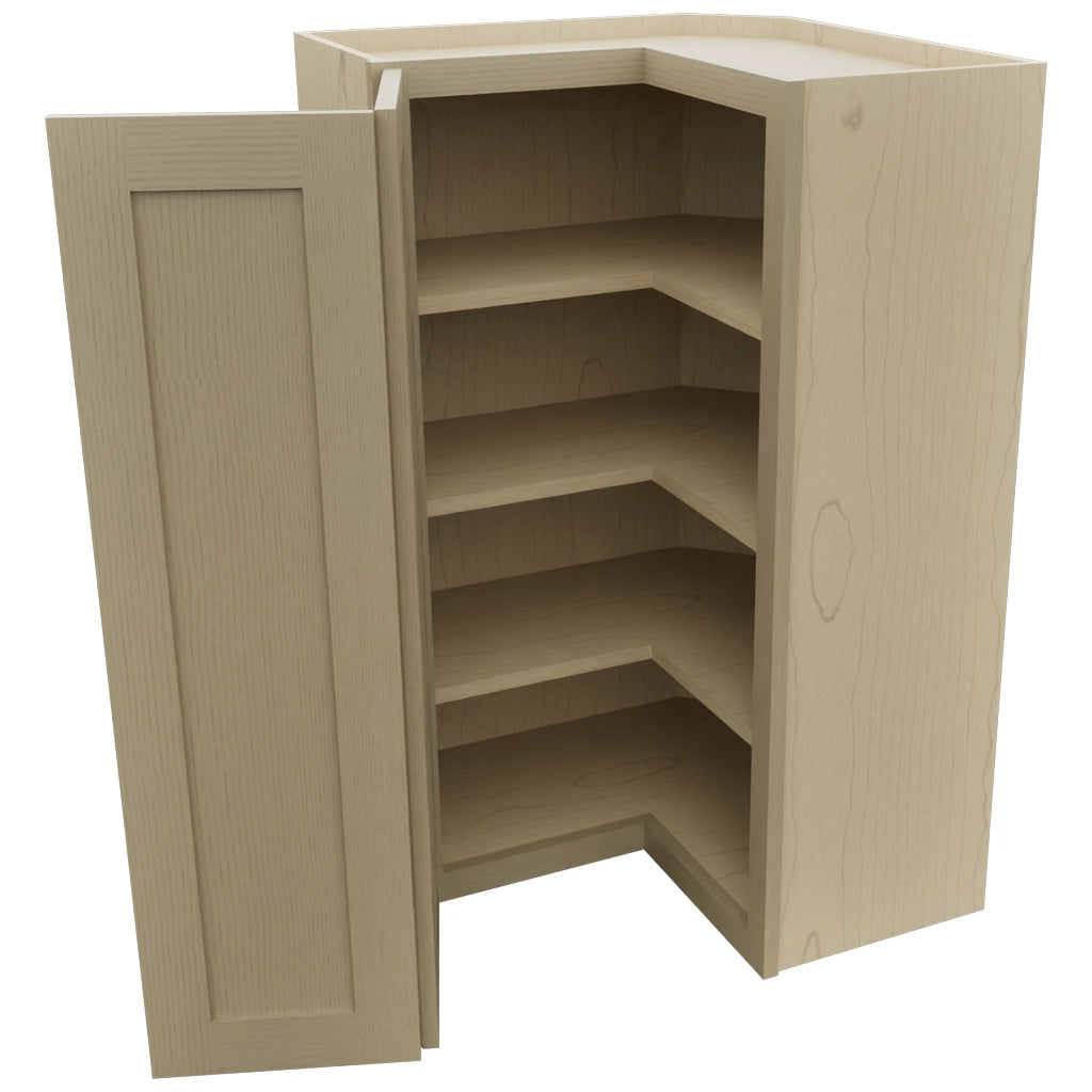 Fabuwood Galaxy Desert Oak WPC2439 Wall Corner Pie Cabinet, Open View